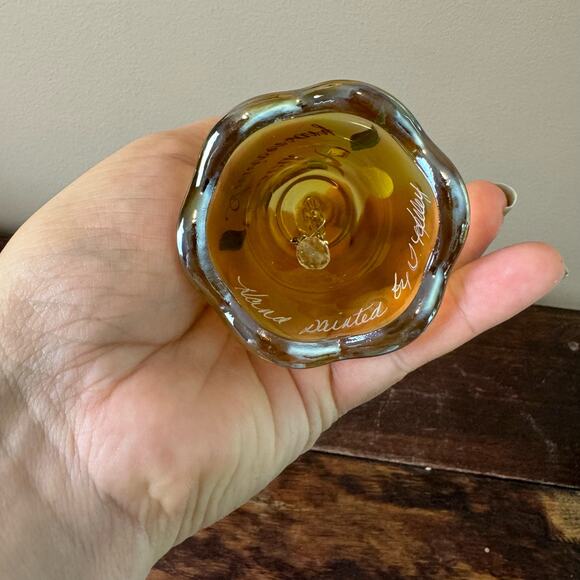 Fenton Amber Carnival Glass Hand painted Floral‎ 50th Anniversary Bell - Picture 4 of 8